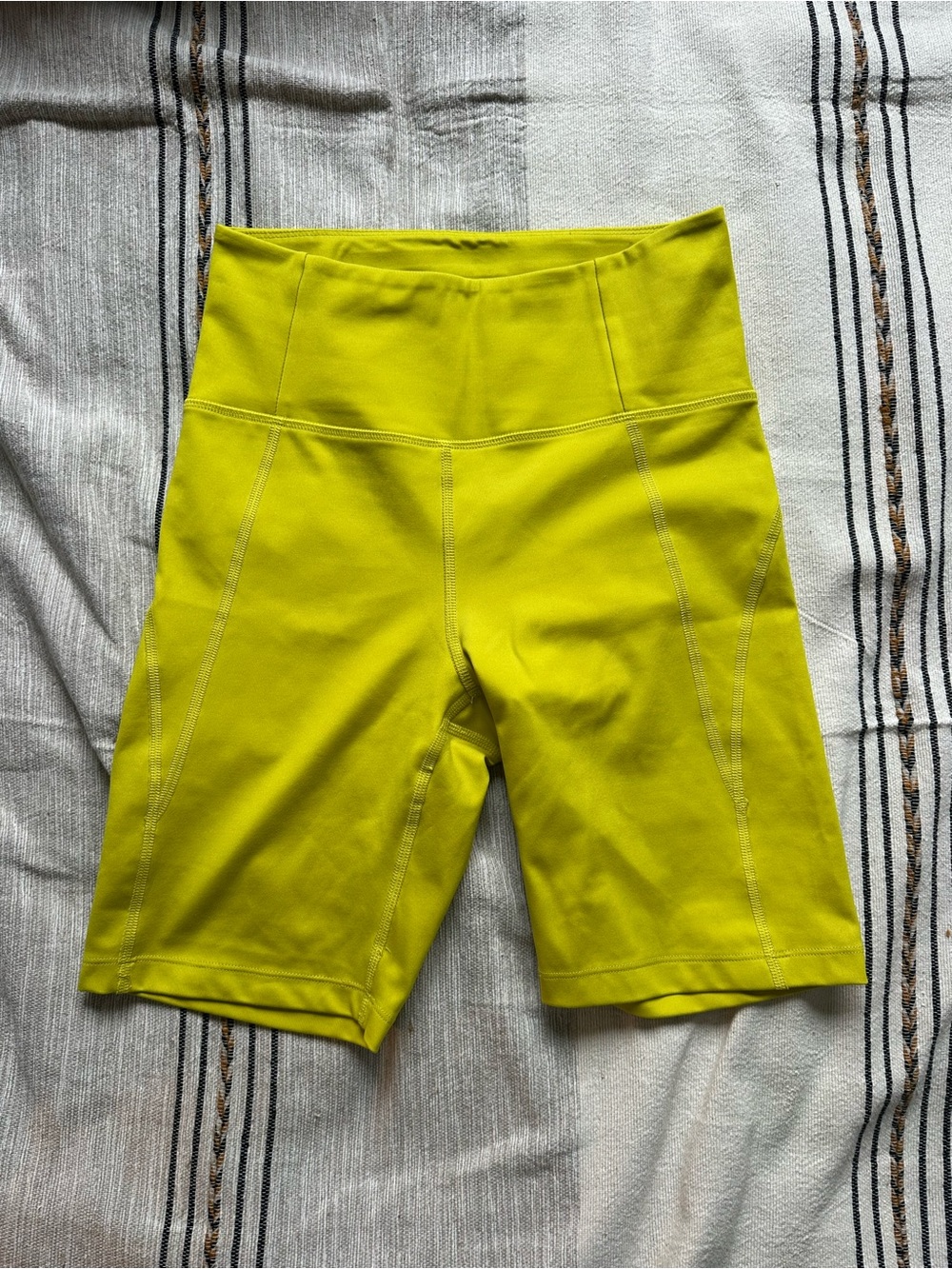 girlfriend collective High-Rise Bike Shorts in Lime Yellow